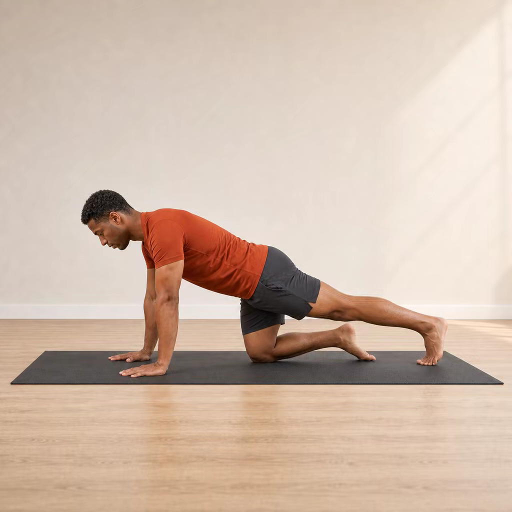 High plank knee tap